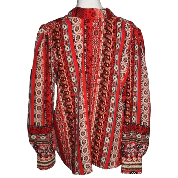 LOFT Red Striped Tie-Back Blouse Top Women's Size Large - Picture 3 of 3